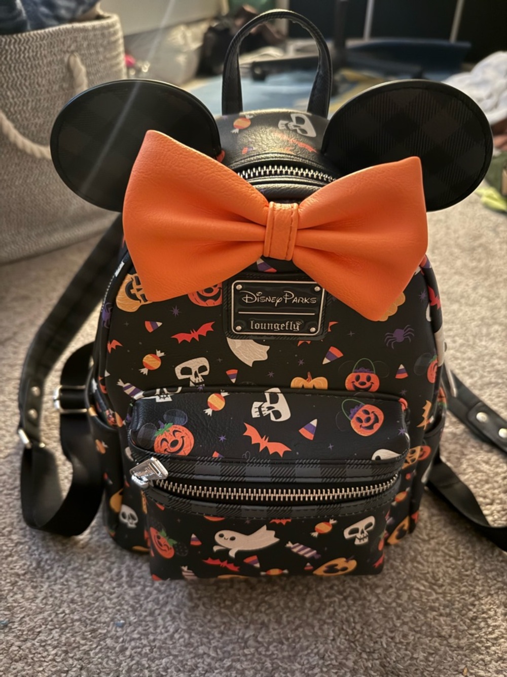 Loungefly Halloween Minnie Ear Mini Backpack - Black & Orange
